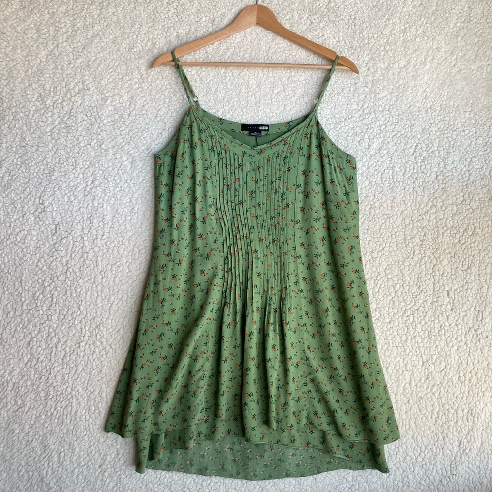Sanctuary Women's Spring Ahead green floral spaghetti strap mini dress top, Sz M - Picture 4 of 17
